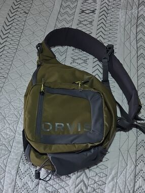 Orvis Olive Green and Gray Crossbody Sling Bag Fly Fishing